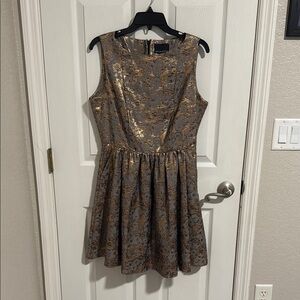 Cynthia Rowley Gold and Black Mini Dress Size 8